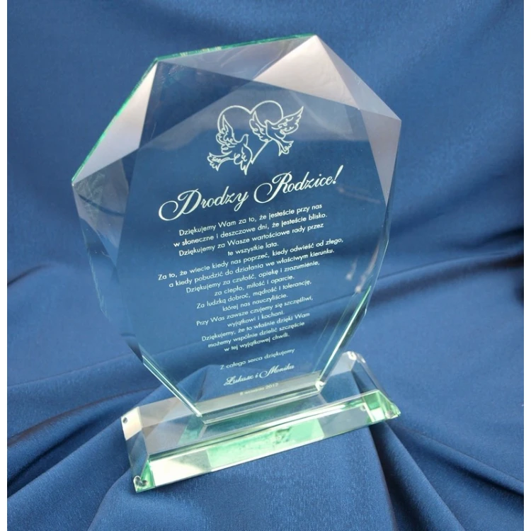 Glass Trophy in Case - MILO - Wedding Souvenir