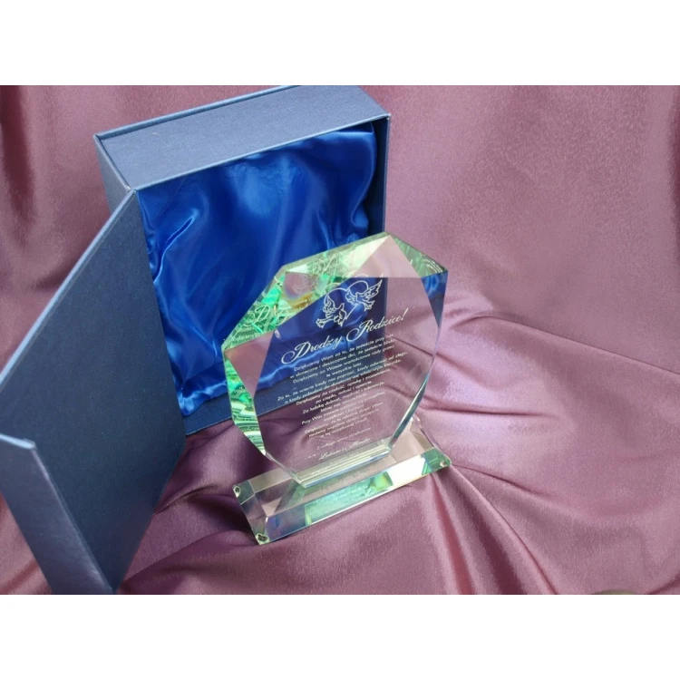 Glass Trophy in Case - MILO - Wedding Souvenir