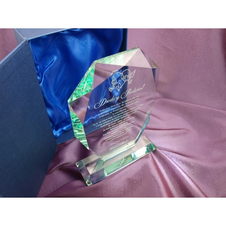 Glass Trophy in Case - MILO - Wedding Souvenir