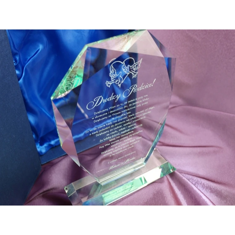 Glass Trophy in Case - MILO - Wedding Souvenir