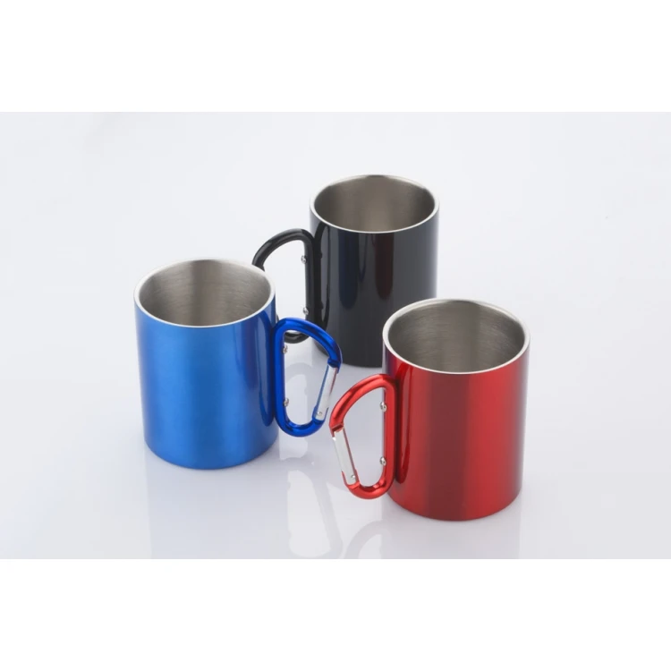 Steel mug with carabiner and engraving - CAMP - capacity 280 ml - 3 colors to choose from