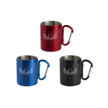 Steel mug with carabiner and engraving - CAMP - capacity 280 ml - 3 colors to choose from