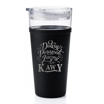 Morea Glass Mug - 428ml - Start a Good Morning with Coffee - MUG040