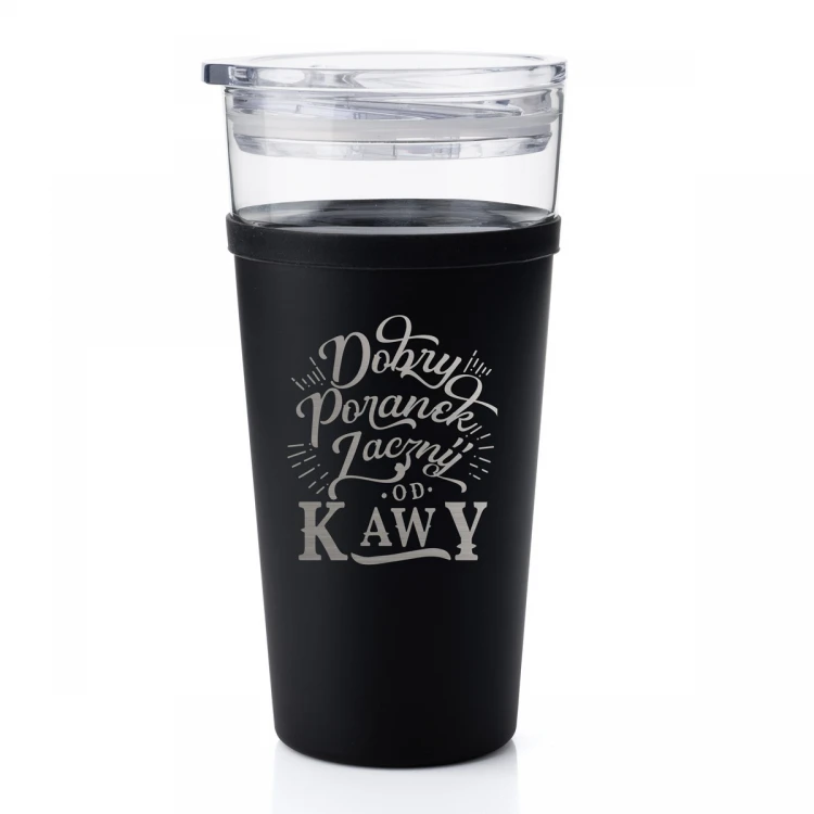 Morea Glass Mug - 428ml - Start a Good Morning with Coffee - MUG040