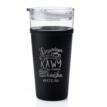 Morea Glass Mug - 428ml - Coffee is Happiness - MUG041