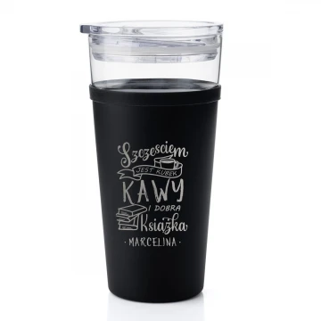 Morea Glass Mug - 428ml - Coffee is Happiness - MUG041