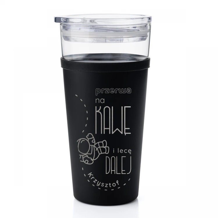 Morea Glass Mug - 428ml - Coffee Break and I'm off again - KUB046