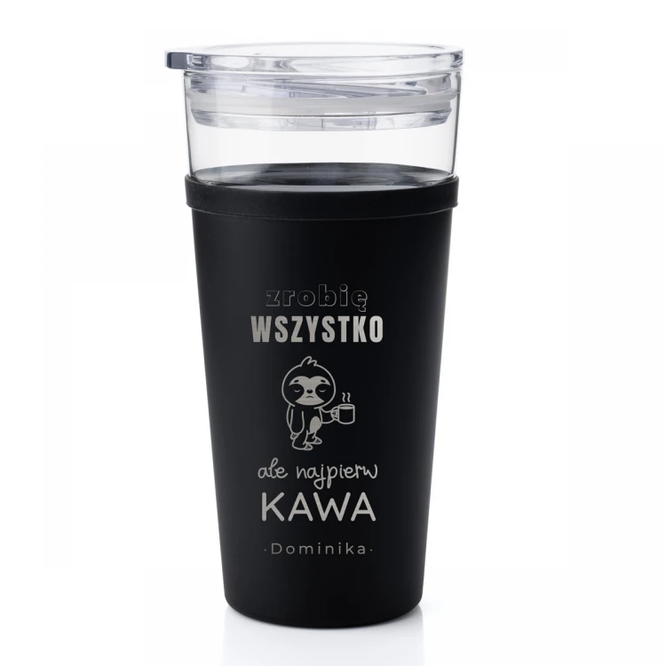 Morea Glass Mug - 428ml - I'll do everything, but first coffee - KUB043