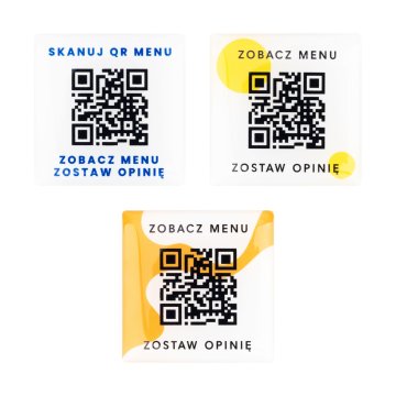 Square Menu with QR Code - HIPS Material with Doming - Size 40mm - MEN027