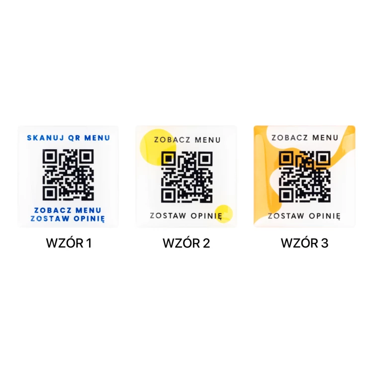 Square Menu with QR Code - HIPS Material with Doming - Size 40mm - MEN027