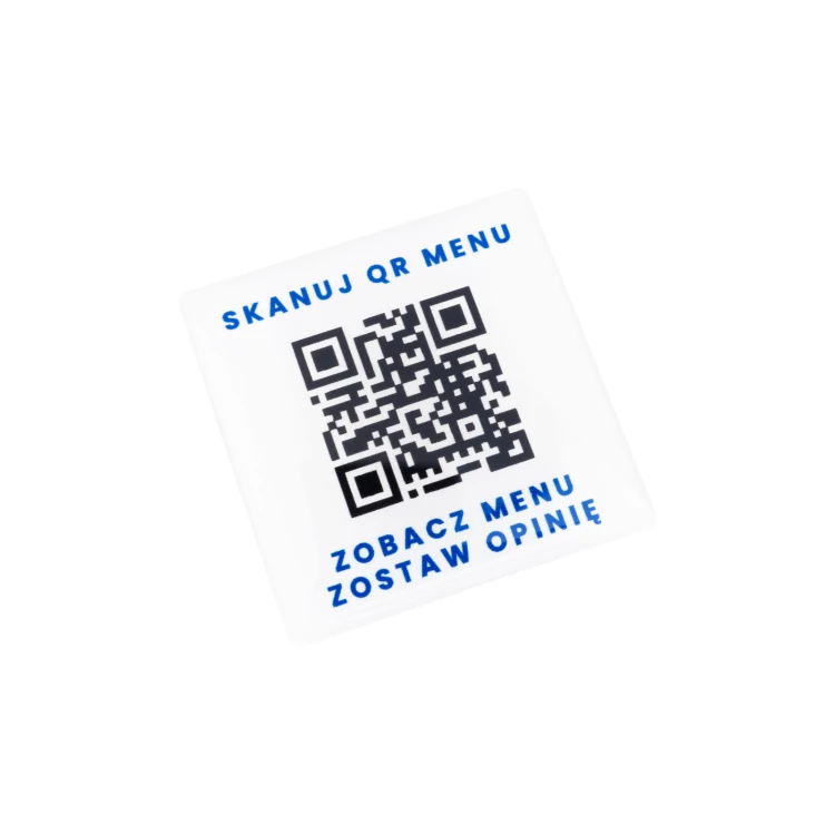 Square Menu with QR Code - HIPS Material with Doming - Size 40mm - MEN027