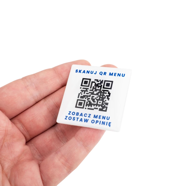 Square Menu with QR Code - HIPS Material with Doming - Size 40mm - MEN027