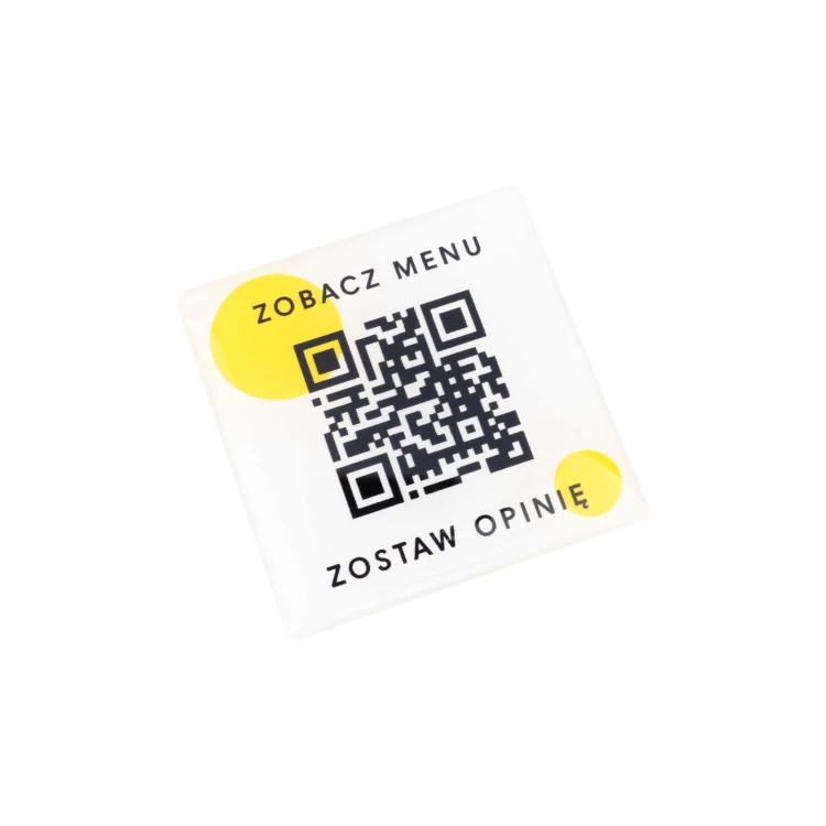 Square Menu with QR Code - HIPS Material with Doming - Size 40mm - MEN027