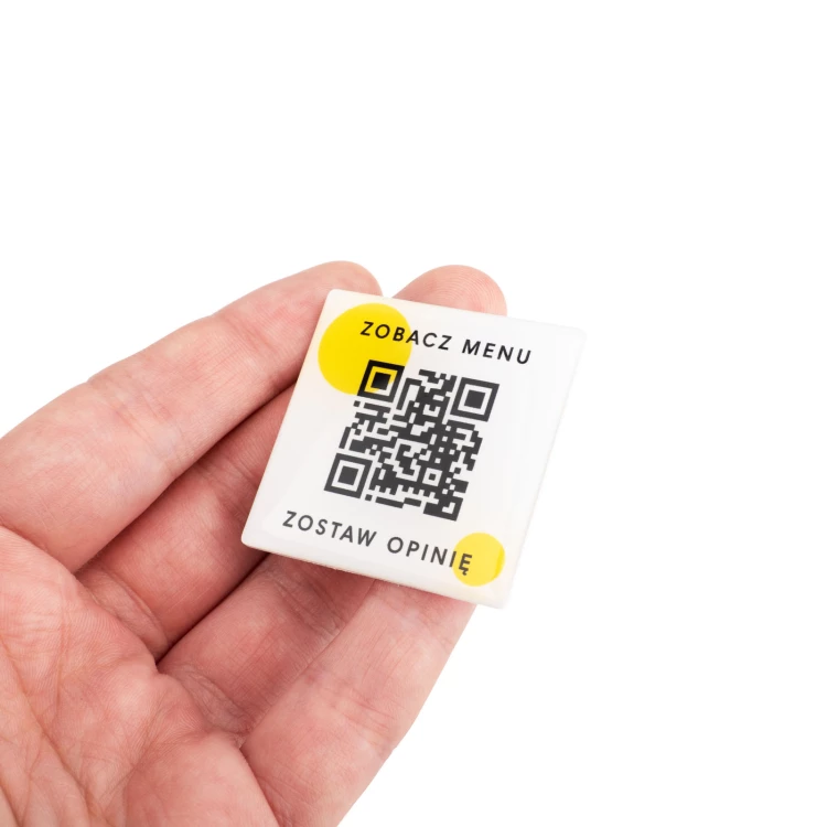 Square Menu with QR Code - HIPS Material with Doming - Size 40mm - MEN027