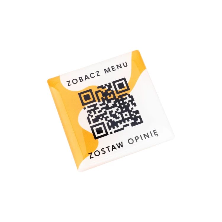 Square Menu with QR Code - HIPS Material with Doming - Size 40mm - MEN027