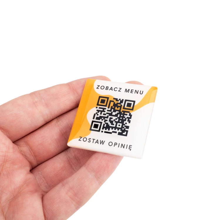 Square Menu with QR Code - HIPS Material with Doming - Size 40mm - MEN027