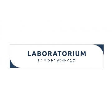 Laboratory - white dibond plaque with Braille lettering - size 200x50mm - MONO - TAB295