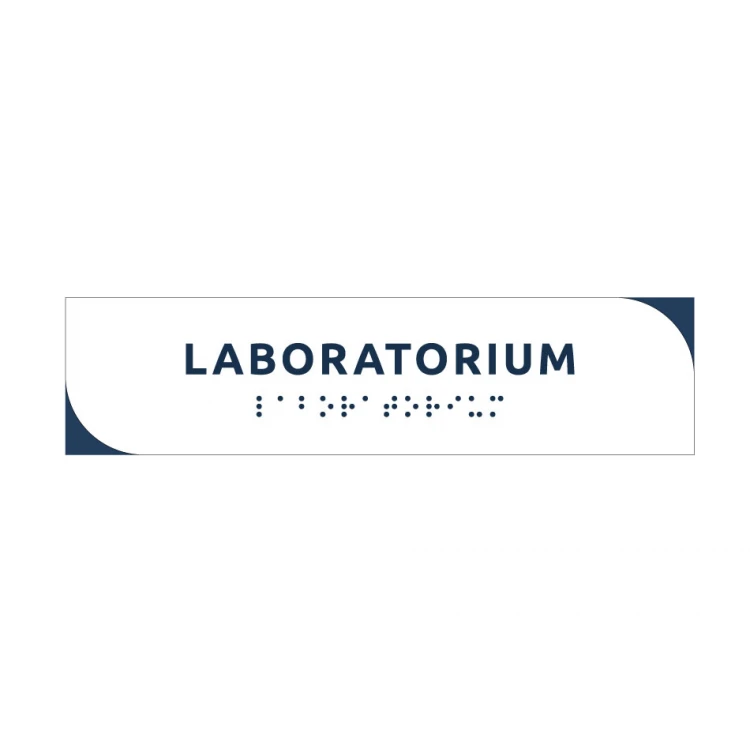 Laboratory - white dibond plaque with Braille lettering - size 200x50mm - MONO - TAB295