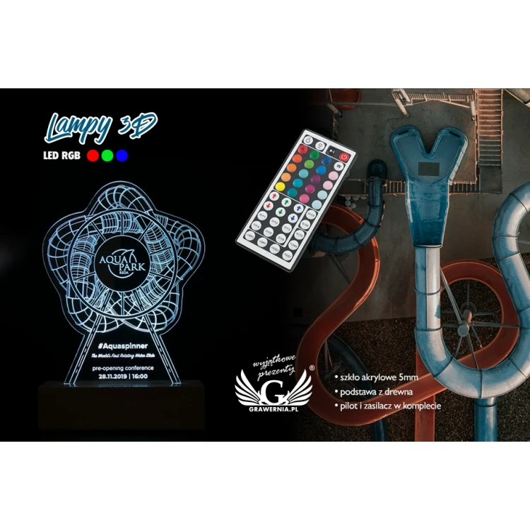3D LED RGB Lamp with Custom Logo - Remote Controlled - L3D020