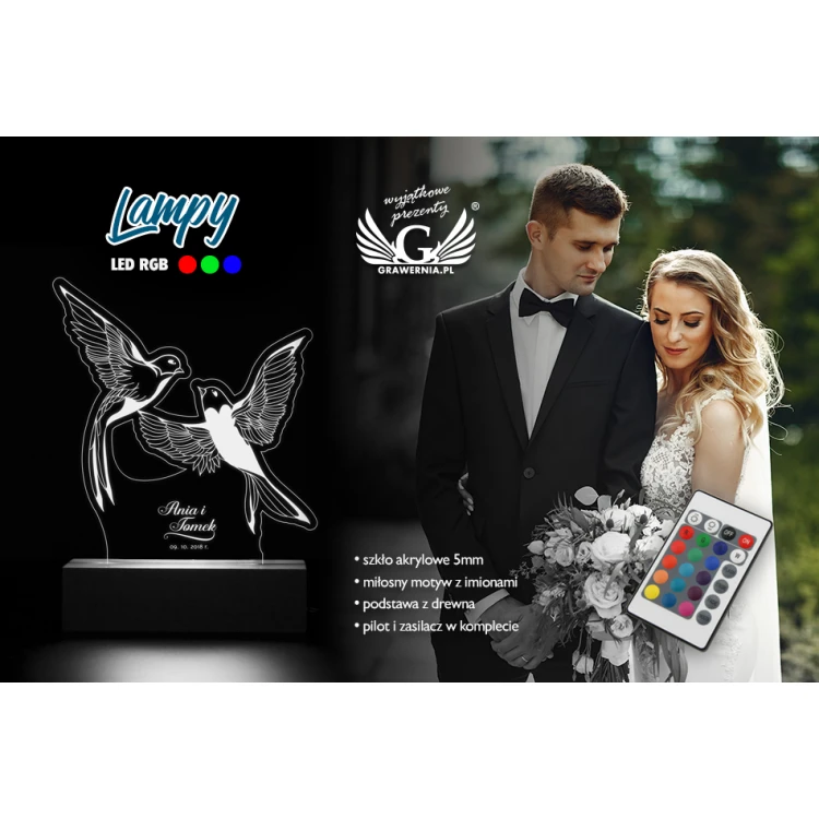 RGB LED Lamp Controlled by Remote - Gift for Newlyweds - L3D004