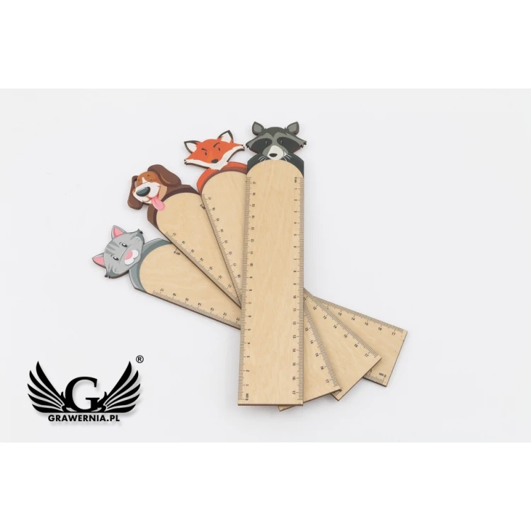 Wooden Rulers - Little Animals - Colorful UV Print - LIN004