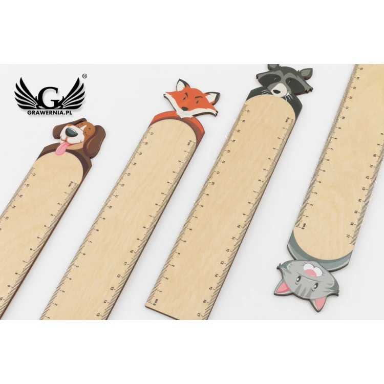 Wooden Rulers - Little Animals - Colorful UV Print - LIN004