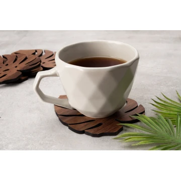 Monstera Leaf - Coasters 4 pcs. made of solid walnut wood - PDK012