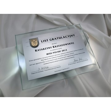 CONGRATULATORY GLASS LETTER in CASE - DSZ021 - horizontal