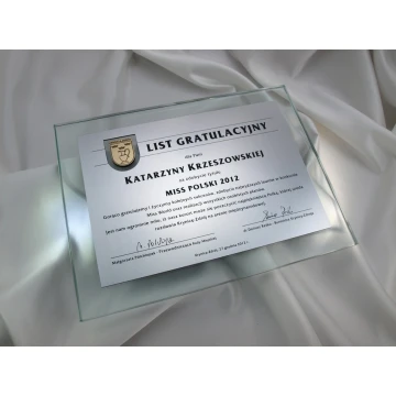 CONGRATULATORY GLASS LETTER in CASE - DSZ021 - horizontal