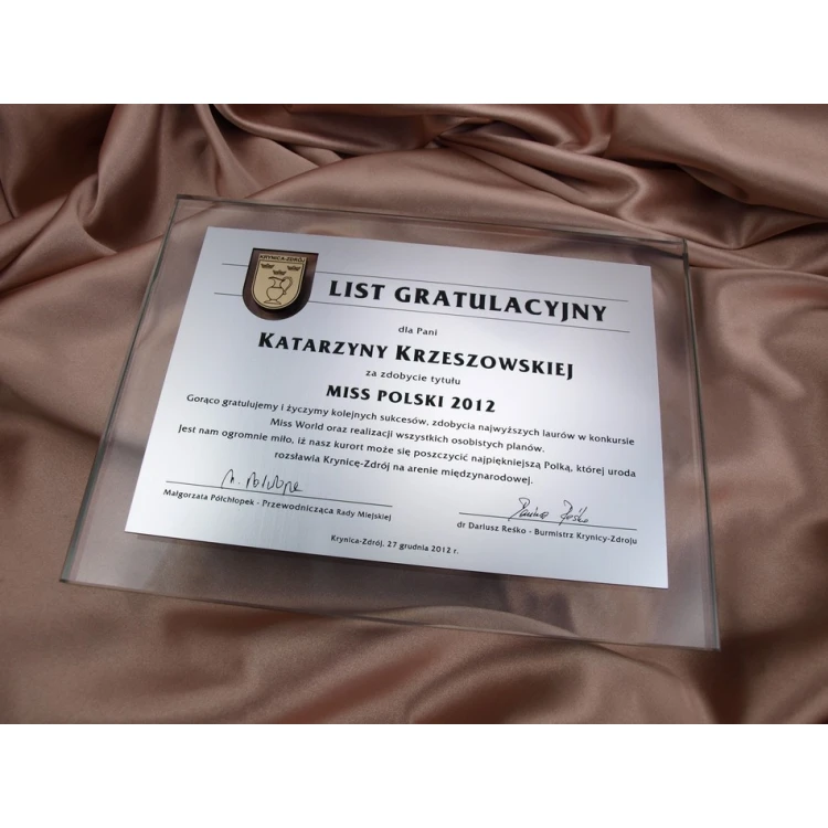 CONGRATULATORY GLASS LETTER in CASE - DSZ021 - horizontal