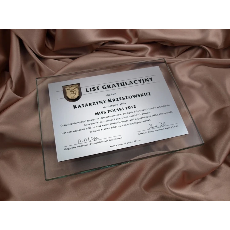 CONGRATULATORY GLASS LETTER in CASE - DSZ021 - horizontal