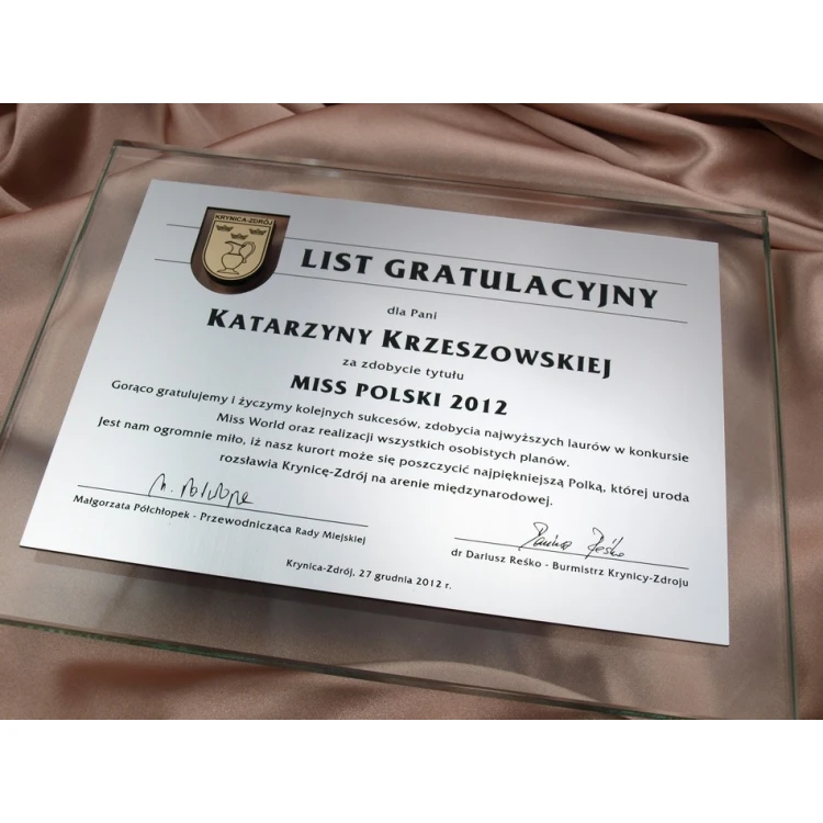 CONGRATULATORY GLASS LETTER in CASE - DSZ021 - horizontal