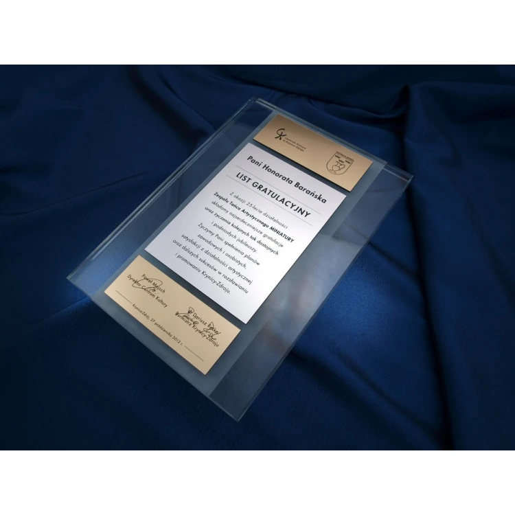 CONGRATULATORY GLASS LETTER - DSZ017