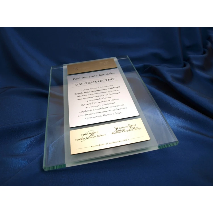 CONGRATULATORY GLASS LETTER - DSZ017