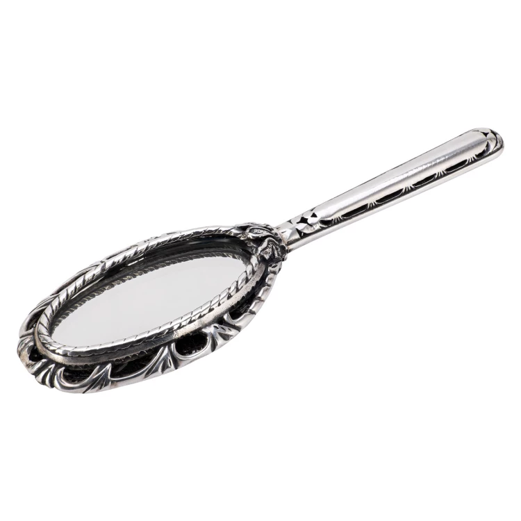  Silver mirror in wooden box with dedication - Christening souvenir - SRB025-1