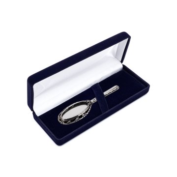 Silver mirror in velour box with dedication - Christening souvenir - SRB025