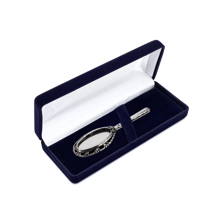 Silver mirror in velour box with dedication - Christening souvenir - SRB025