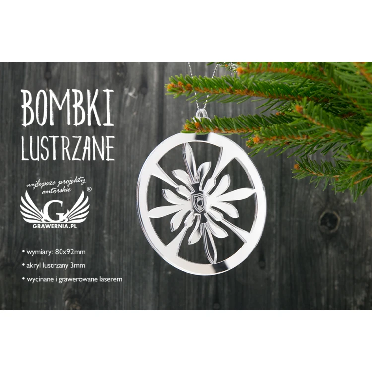 Mirror baubles with your engraving - size 80x92mm - snowflake - BDR010