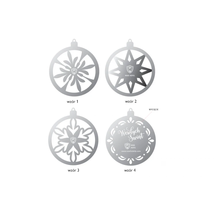 Mirror baubles with your engraving - size 80x92mm - snowflake - BDR010