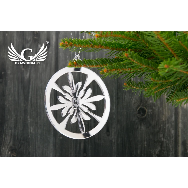Mirror baubles with your engraving - size 80x92mm - snowflake - BDR010