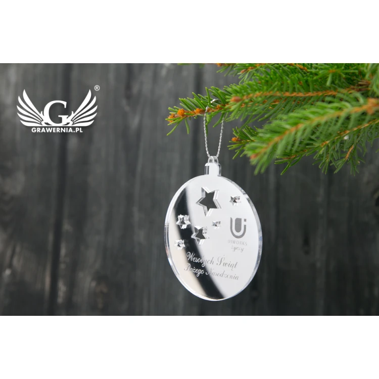 Mirror baubles with your engraving - size 60x69mm - stars - BDR012
