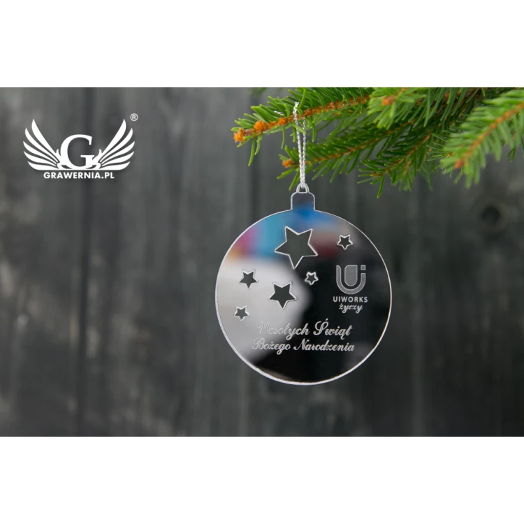 Mirror baubles with your engraving - size 60x69mm - stars - BDR012