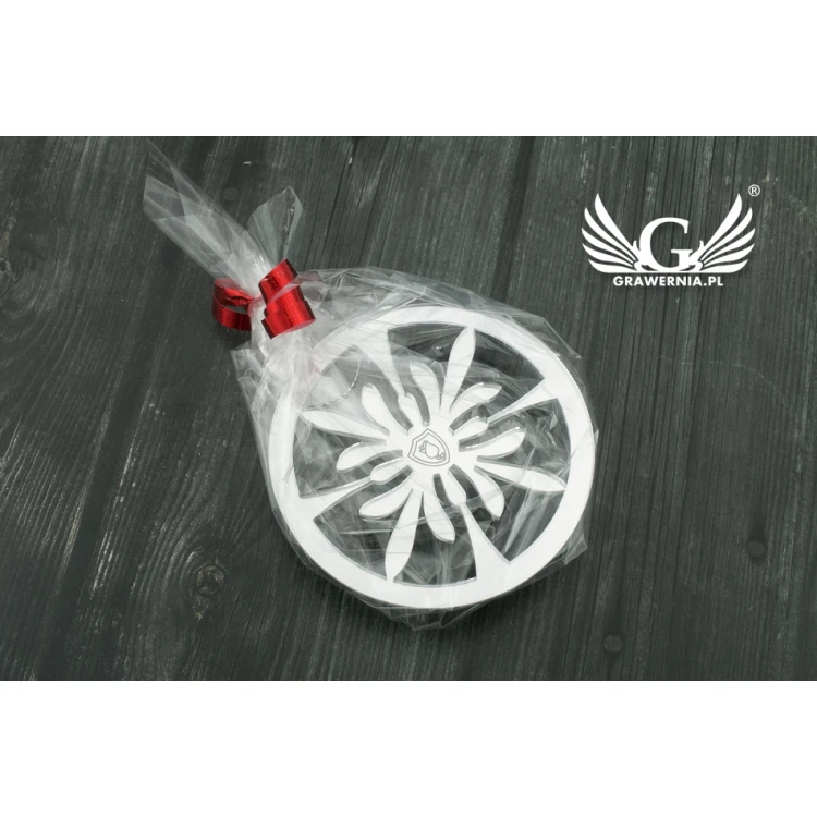 Mirror baubles with your engraving - size 80x92mm - snowflake - BDR010