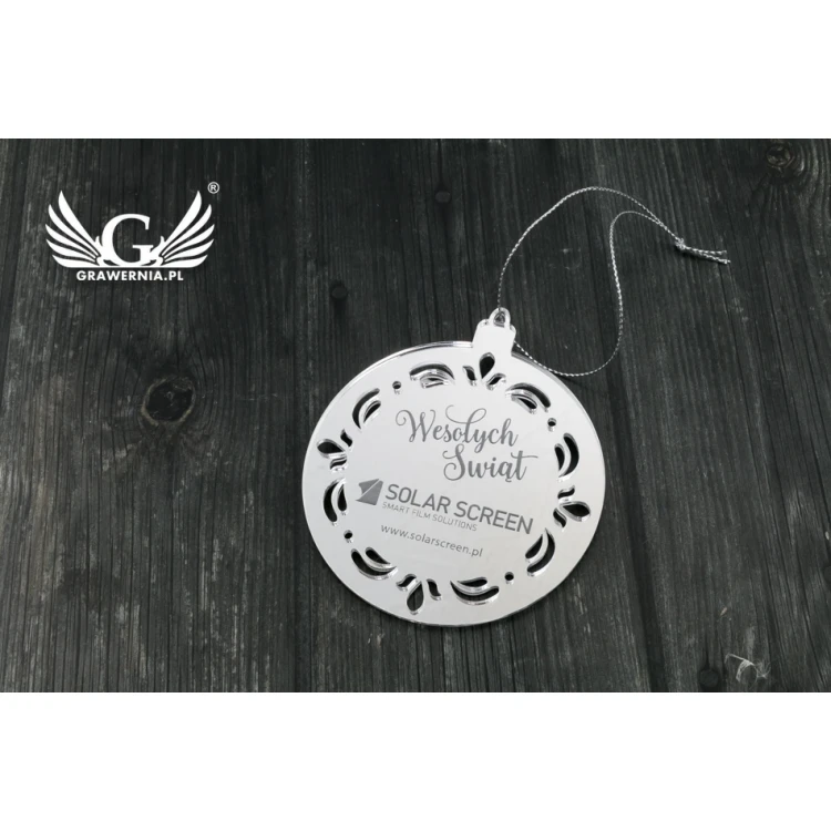Mirror baubles with your engraving - size 80x92mm - snowflake - BDR010