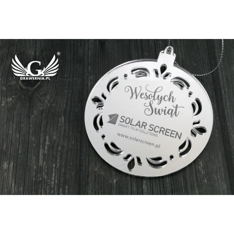 Mirror baubles with your engraving - size 80x92mm - snowflake - BDR010