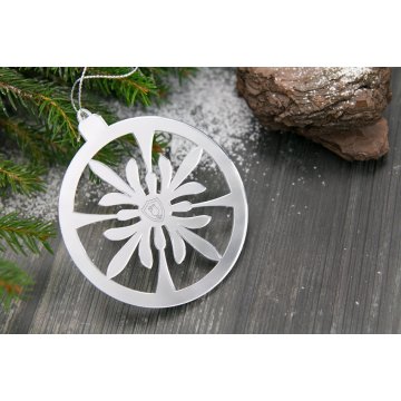 Mirror baubles with your engraving - size 80x92mm - snowflake - BDR010