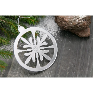 Mirror baubles with your engraving - size 80x92mm - snowflake - BDR010