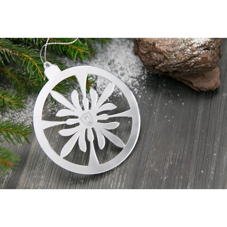 Mirror baubles with your engraving - size 80x92mm - snowflake - BDR010