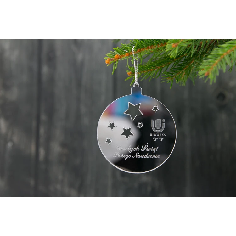 Mirror baubles with your engraving - size 60x69mm - stars - BDR012