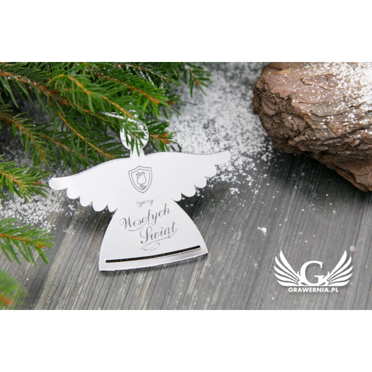 Mirror decorations with your engraving - size 77x68mm - little angel - BDR011